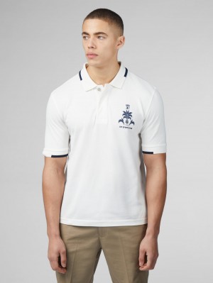 Ben Sherman B by Ben Sherman Sports Club Embroidered Poloshirt Wit | RLQJ-78253