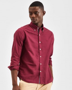 Ben Sherman Beatnik Oxford Garment Dye Overhemd Bordeaux | PYXI-67205