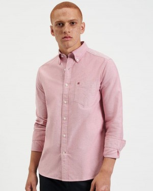 Ben Sherman Brighton Oxford Organic Overhemd Lichtrood | HWNF-20158