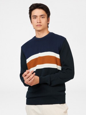 Ben Sherman Chest Stripe Crewneck Gebreide Kleding Zwart | RIUG-41863