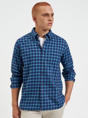 Ben Sherman House Tartan Twill Overhemd Donkerblauw | DFBP-10372