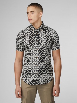 Ben Sherman Linear Overhemd Zwart | SQUA-86520