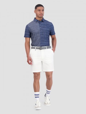 Ben Sherman Melange Stripes Color Block Tech Jersey Sports Fit Poloshirt Donkerblauw | AYDN-21596