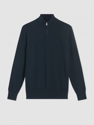 Ben Sherman Merino Half-Zip Gebreide Kleding Zwart | IAFX-36051