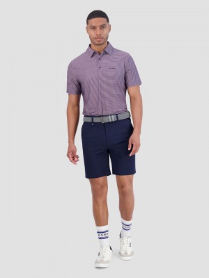 Ben Sherman Mini Stripes Tech Jersey Sports Fit Poloshirt Paars | AJUI-96034