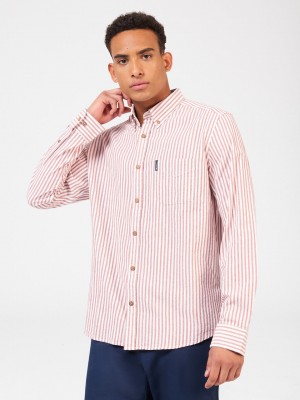 Ben Sherman Recycled Cotton Oxford Stripe Overhemd Oranje | ATEF-93621