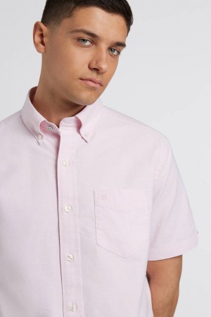 Ben Sherman Short Sleeve Brighton Oxford Organic Overhemd Roze | LRZT-12738