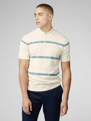 Ben Sherman Signature Argyle Stripe Polo Gebreide Kleding Wit | ZSEW-13498