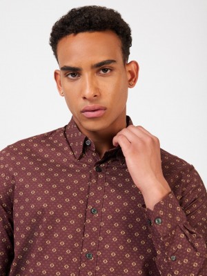 Ben Sherman Signature Geo Overhemd Bruin | GKET-80925