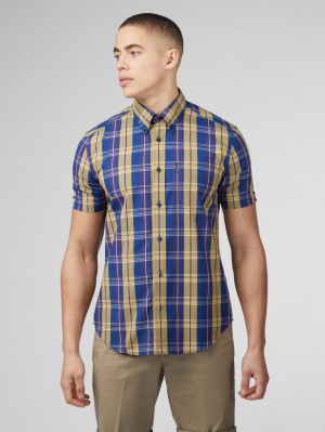 Ben Sherman Signature Irregular Check Overhemd Blauw | GBQL-16452