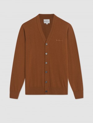 Ben Sherman Signature Merino Cardigan Gebreide Kleding Bruin | SRDH-32158