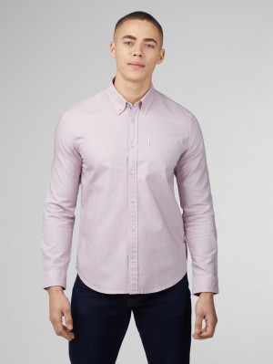 Ben Sherman Signature Oxford Long Sleeve Overhemd Paars | MVQD-69215