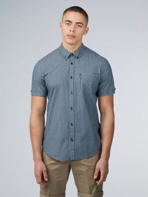 Ben Sherman Signature Short Sleeve Gingham Overhemd Blauw | OIJE-71603