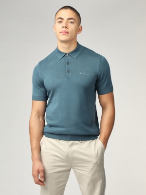 Ben Sherman Signature Short Sleeve Polo Gebreide Kleding Turquoise | VGKW-12509