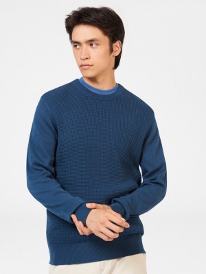 Ben Sherman Textured Crewneck Gebreide Kleding Indigo | TSJU-53246