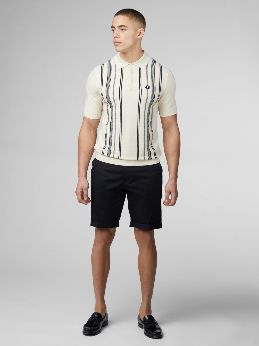 Ben Sherman B by Ben Sherman Crinkle Cotton Stripe Polo Gebreide Kleding Wit | BNWP-98356