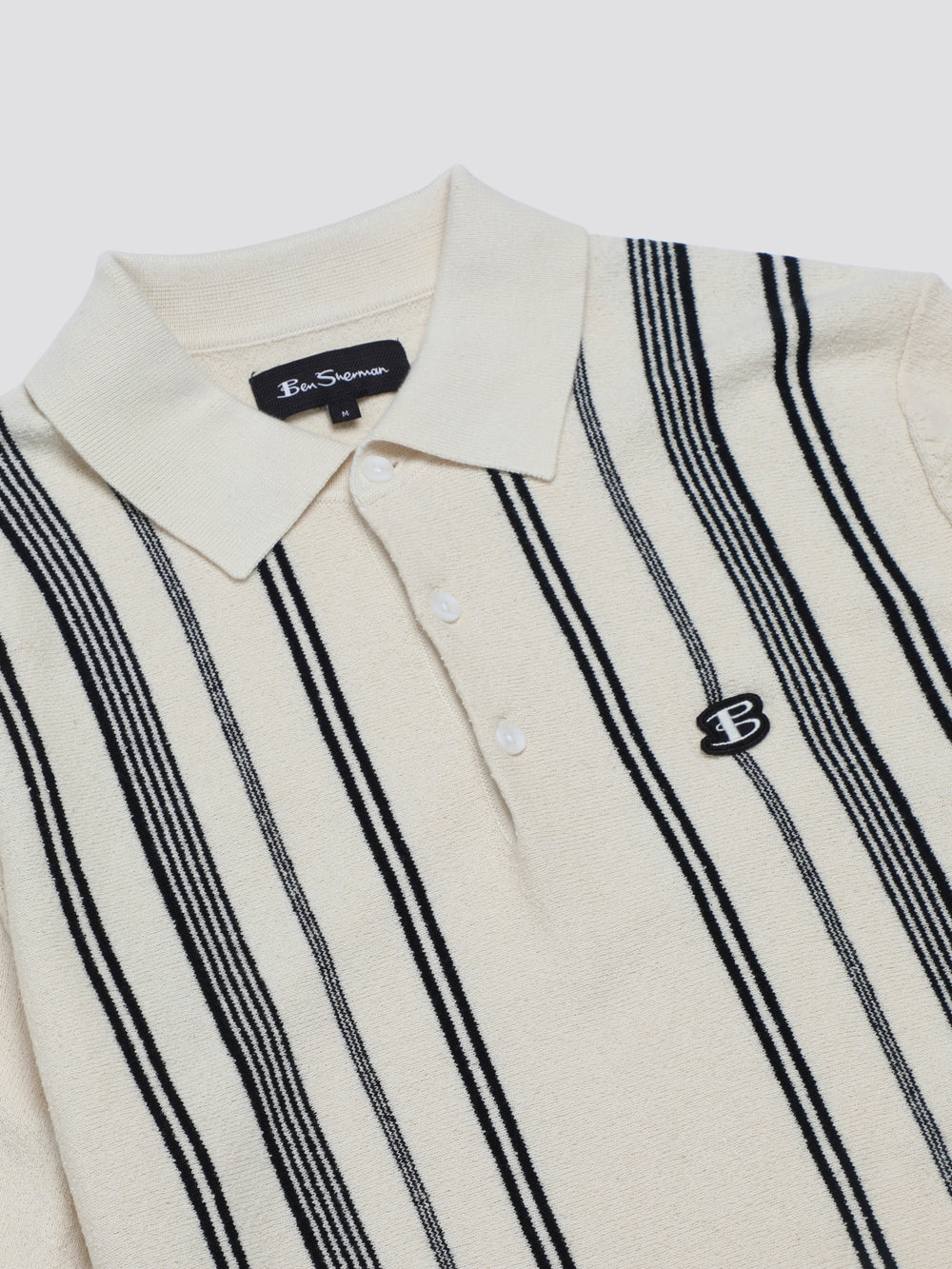 Ben Sherman B by Ben Sherman Crinkle Cotton Stripe Polo Gebreide Kleding Wit | BNWP-98356