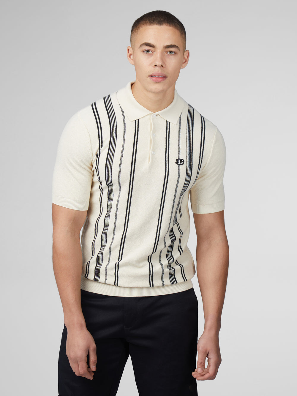 Ben Sherman B by Ben Sherman Crinkle Cotton Stripe Polo Gebreide Kleding Wit | BNWP-98356