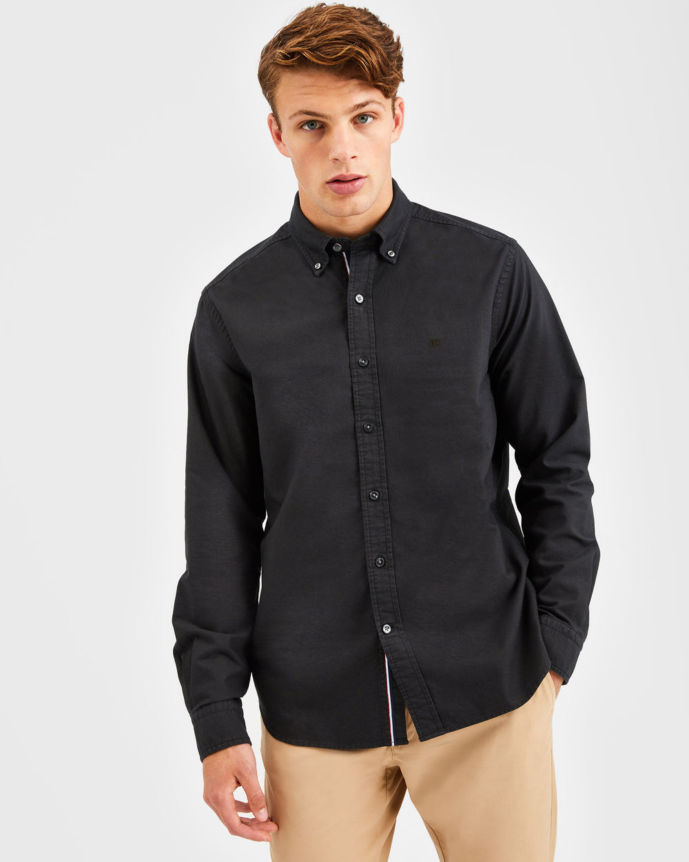 Ben Sherman Beatnik Oxford Garment Dye Overhemd Zwart | DYBX-48976