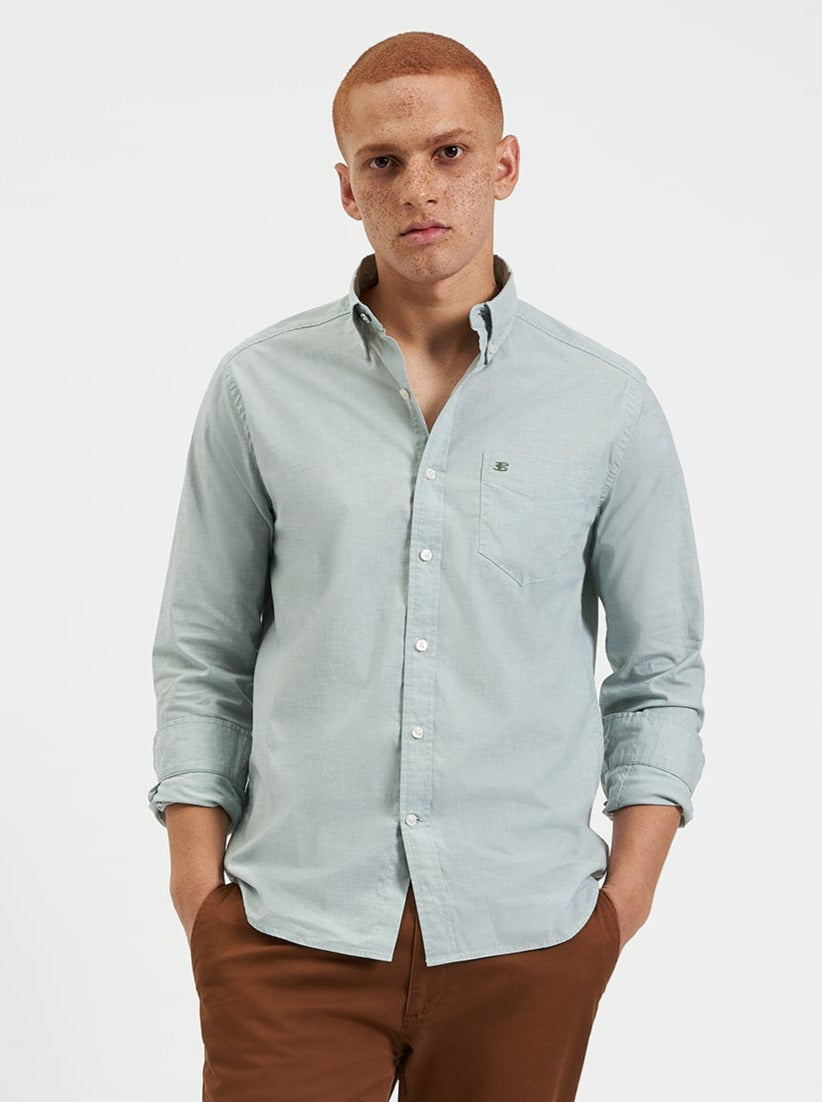 Ben Sherman Beatnik Wash Long-Sleeve Overhemd Groen | HVZI-57104