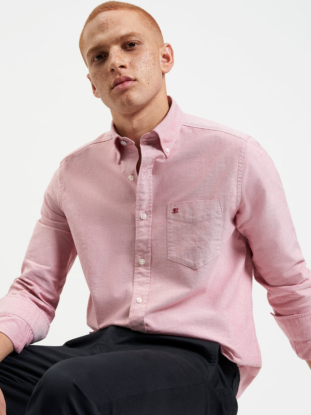 Ben Sherman Brighton Oxford Organic Overhemd Lichtrood | HWNF-20158