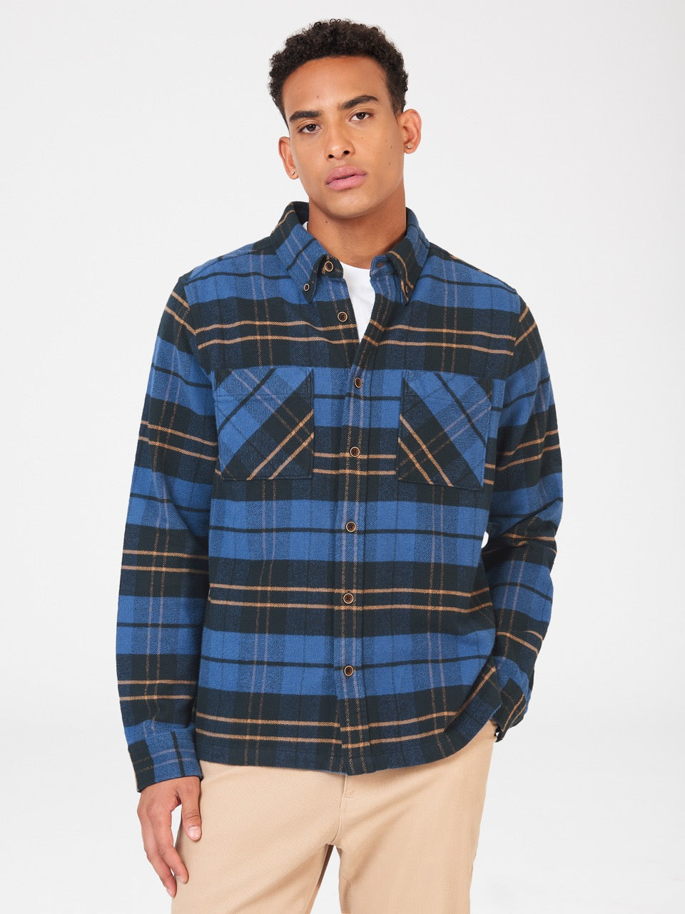 Ben Sherman Brushed Ivy Check Overhemd Blauw | UNGW-56783