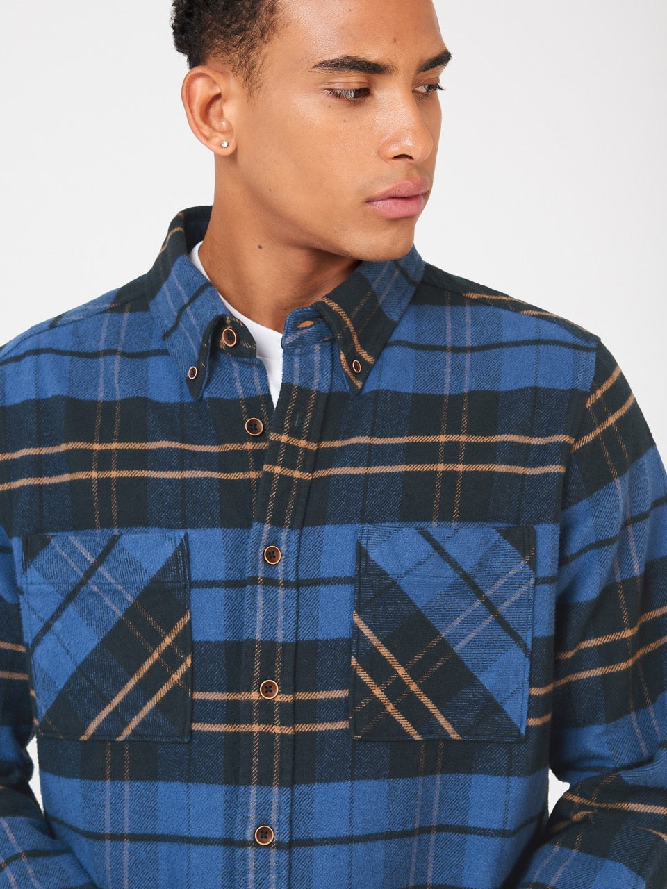 Ben Sherman Brushed Ivy Check Overhemd Blauw | UNGW-56783