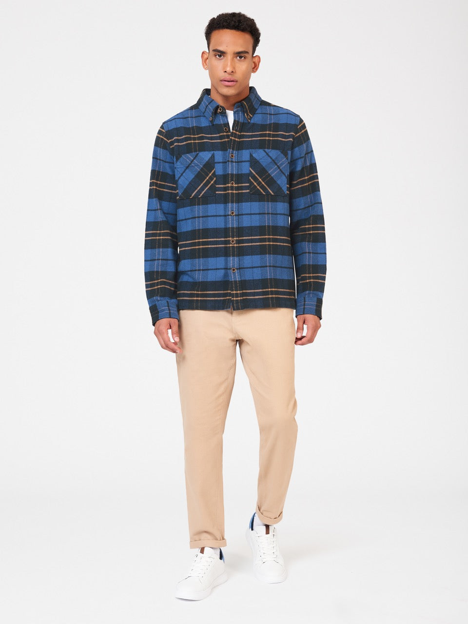 Ben Sherman Brushed Ivy Check Overhemd Blauw | UNGW-56783