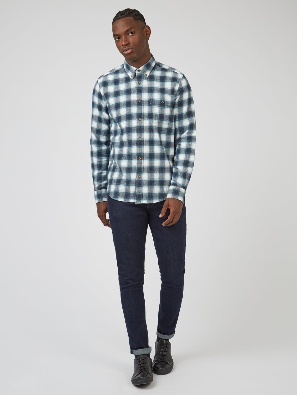 Ben Sherman Brushed Ombre Check Flannel Overhemd Groen | MQHR-36270