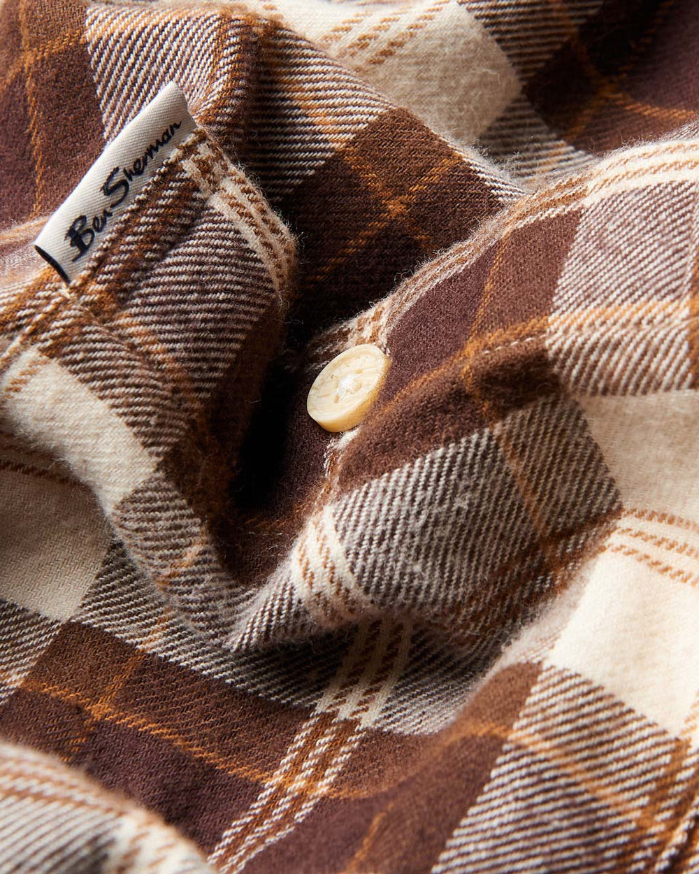 Ben Sherman Brushed Plain Check Overhemd Chocola | TLQY-38701