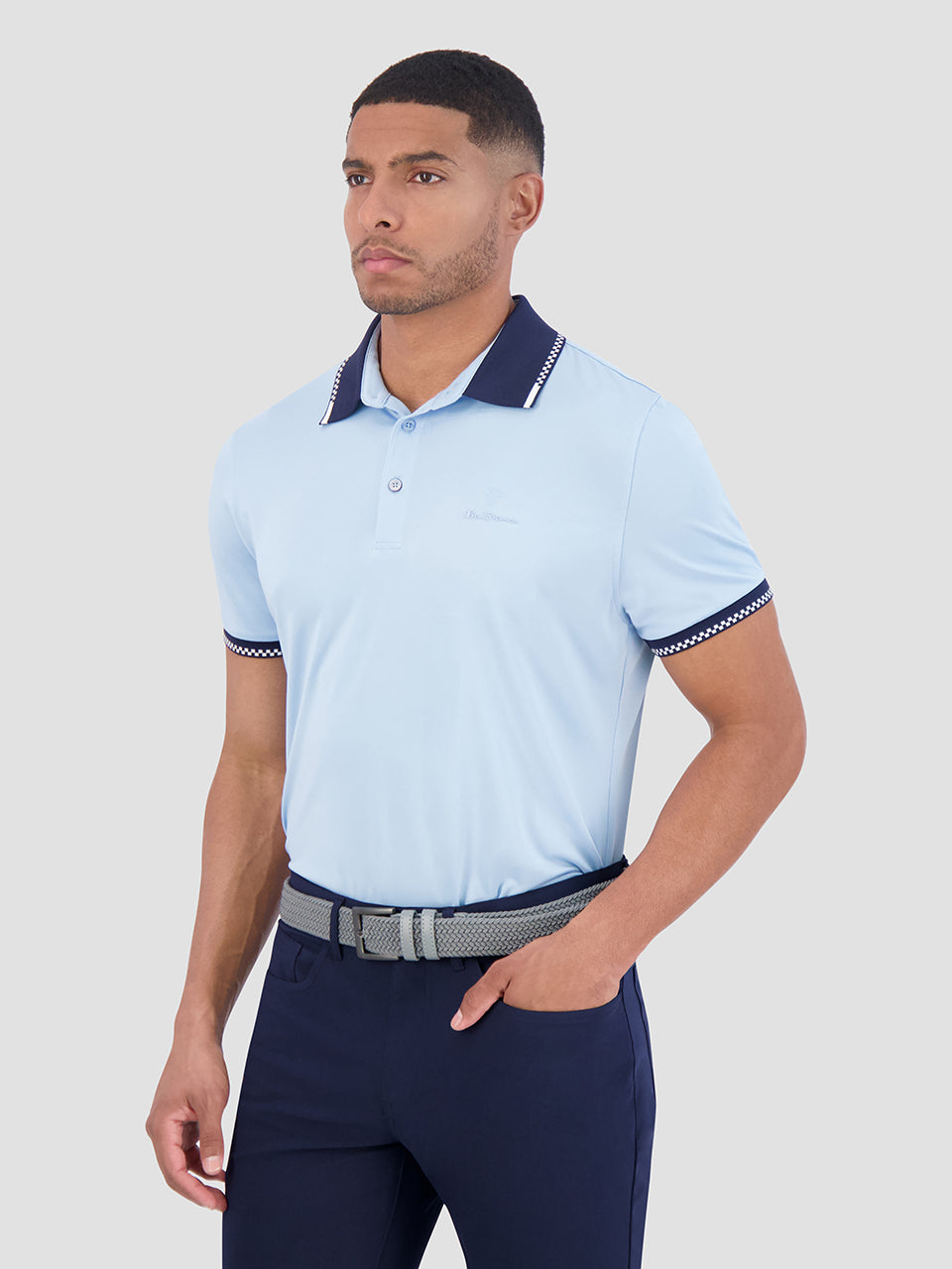 Ben Sherman Checker Rib Air Pique Sports Fit Poloshirt Blauw | MYDC-28473