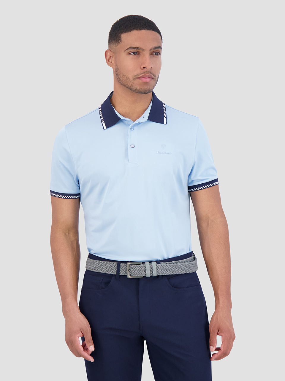 Ben Sherman Checker Rib Air Pique Sports Fit Poloshirt Blauw | MYDC-28473