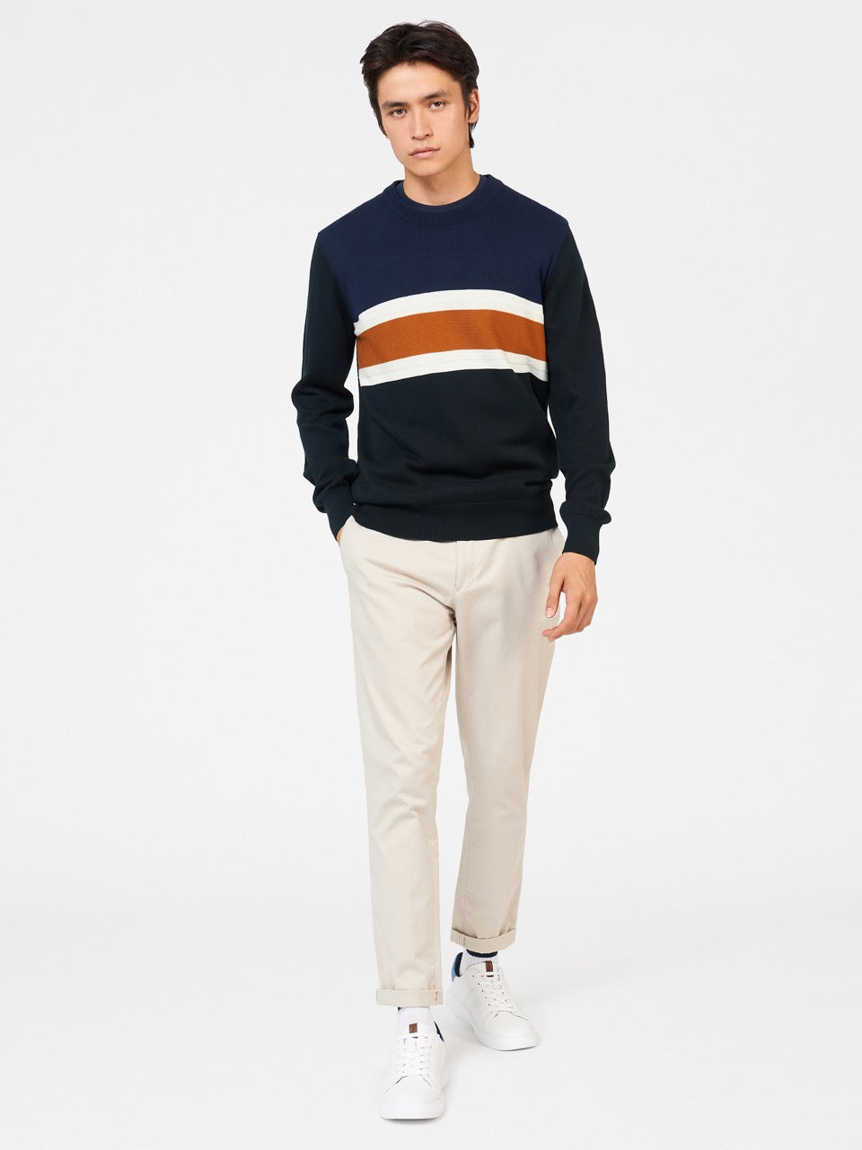 Ben Sherman Chest Stripe Crewneck Gebreide Kleding Zwart | RIUG-41863