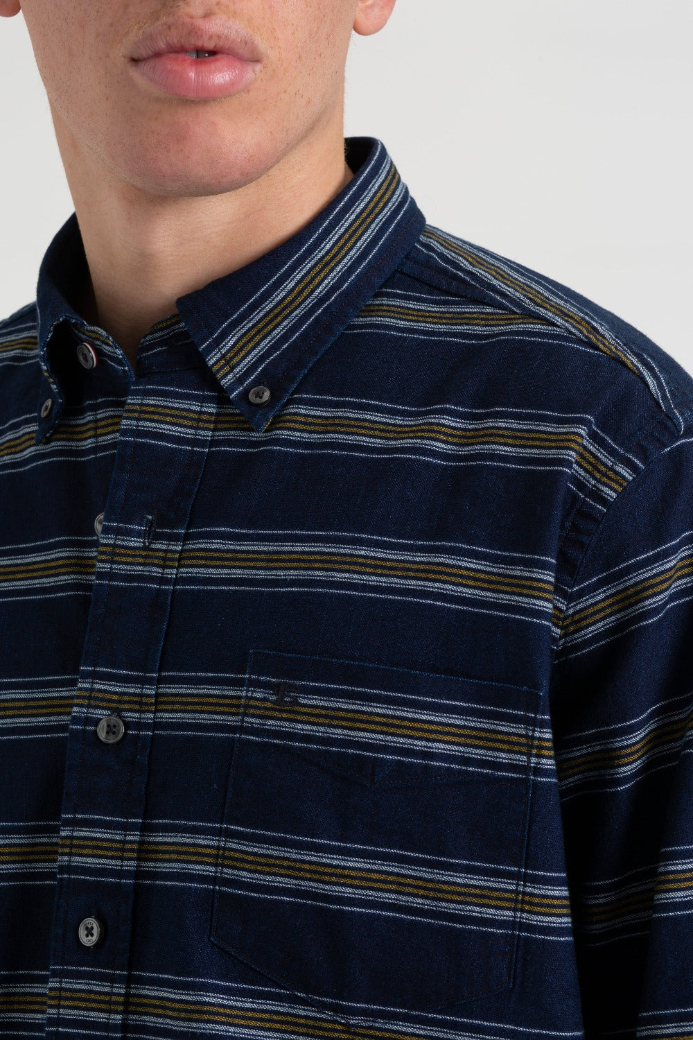 Ben Sherman Dalston Blues Long Sleeve Indigo Stripe Overhemd Indigo | MVZS-42073