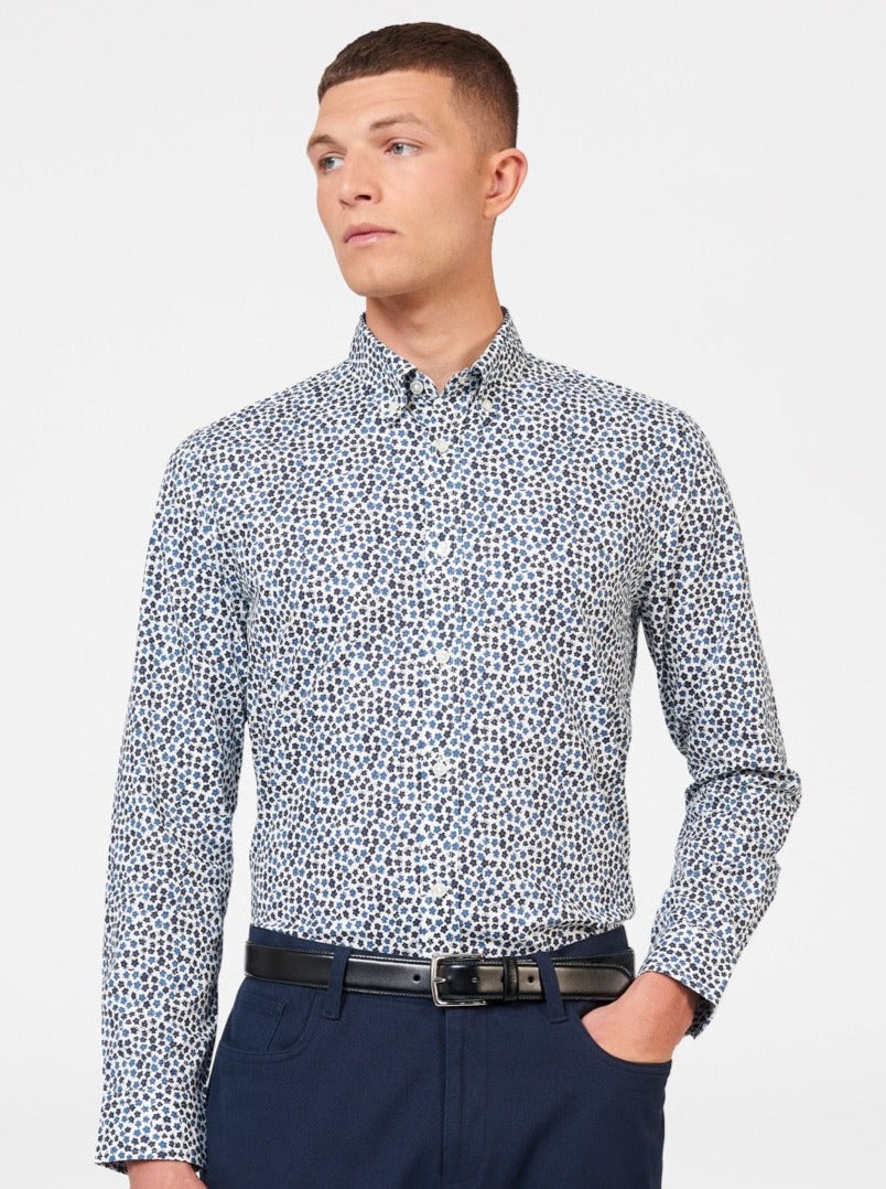 Ben Sherman Ditsy Floral Print Long Sleeve Overhemd Wit | YNHR-84357