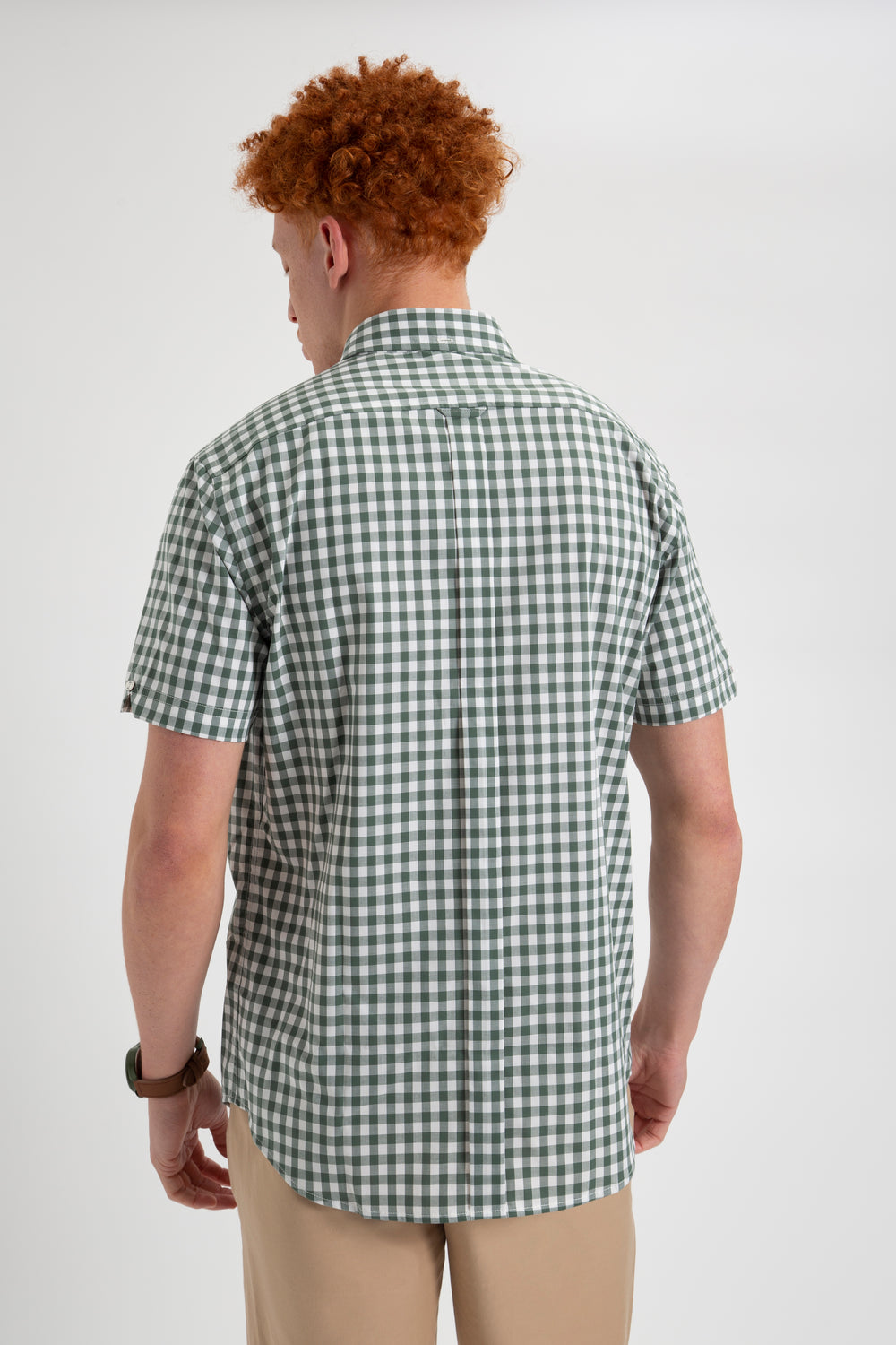 Ben Sherman House Poplin Gingham Overhemd Olijfgroen | TSWR-84219