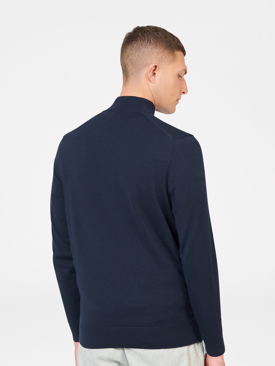 Ben Sherman Merino Half-Zip Gebreide Kleding Donkerblauw | WXVL-87034