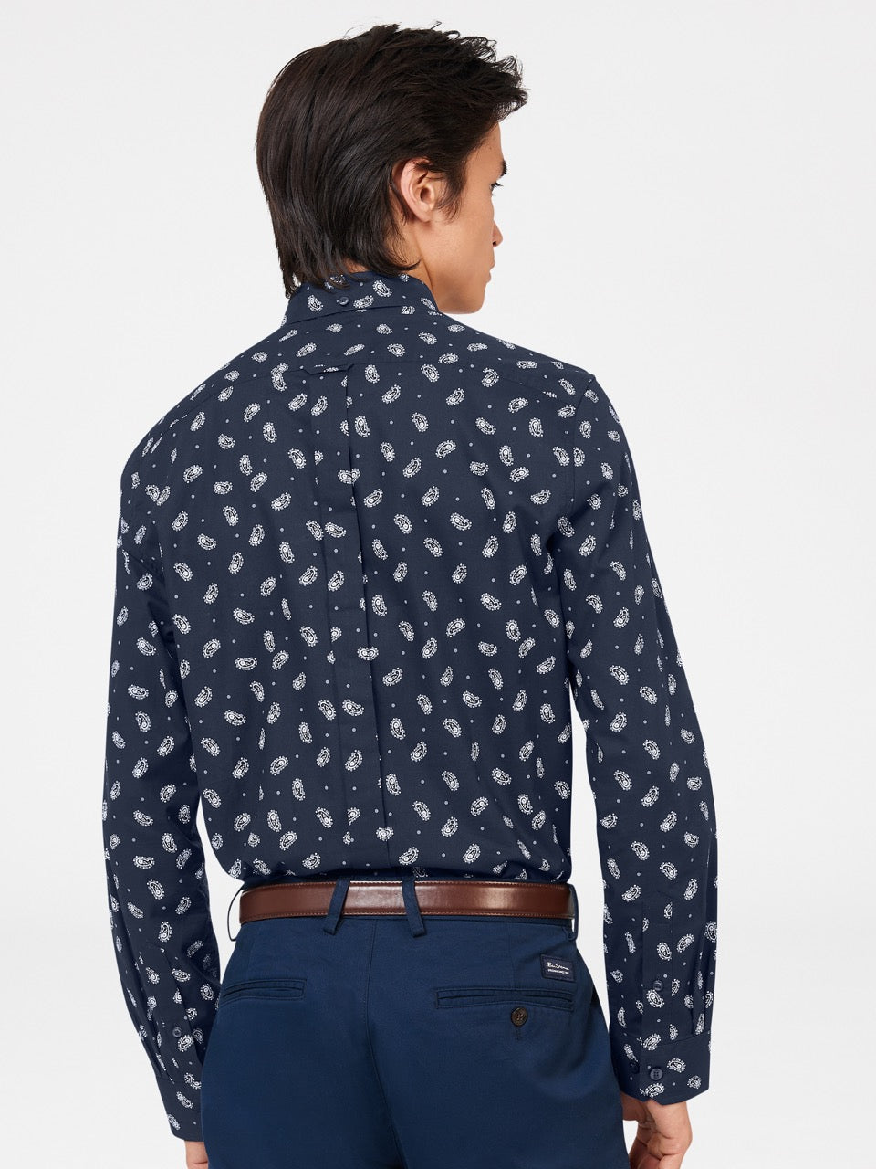 Ben Sherman Micro Paisley Overhemd Donkerblauw | EYMG-91802