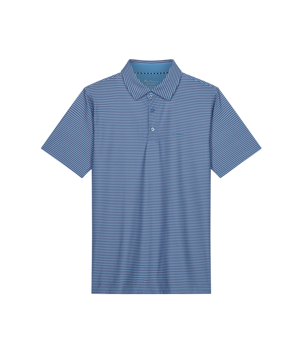 Ben Sherman Mini Stripes Tech Jersey Sports Fit Poloshirt Azuurblauw | NWKD-80527