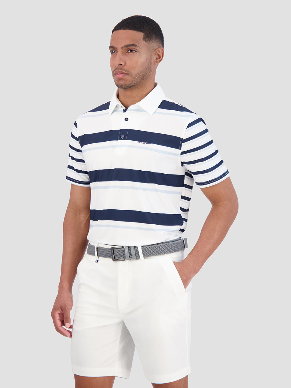 Ben Sherman Mixed Mod Stripes Tech Jersey Sports Fit Poloshirt Blauw | JSKG-75629