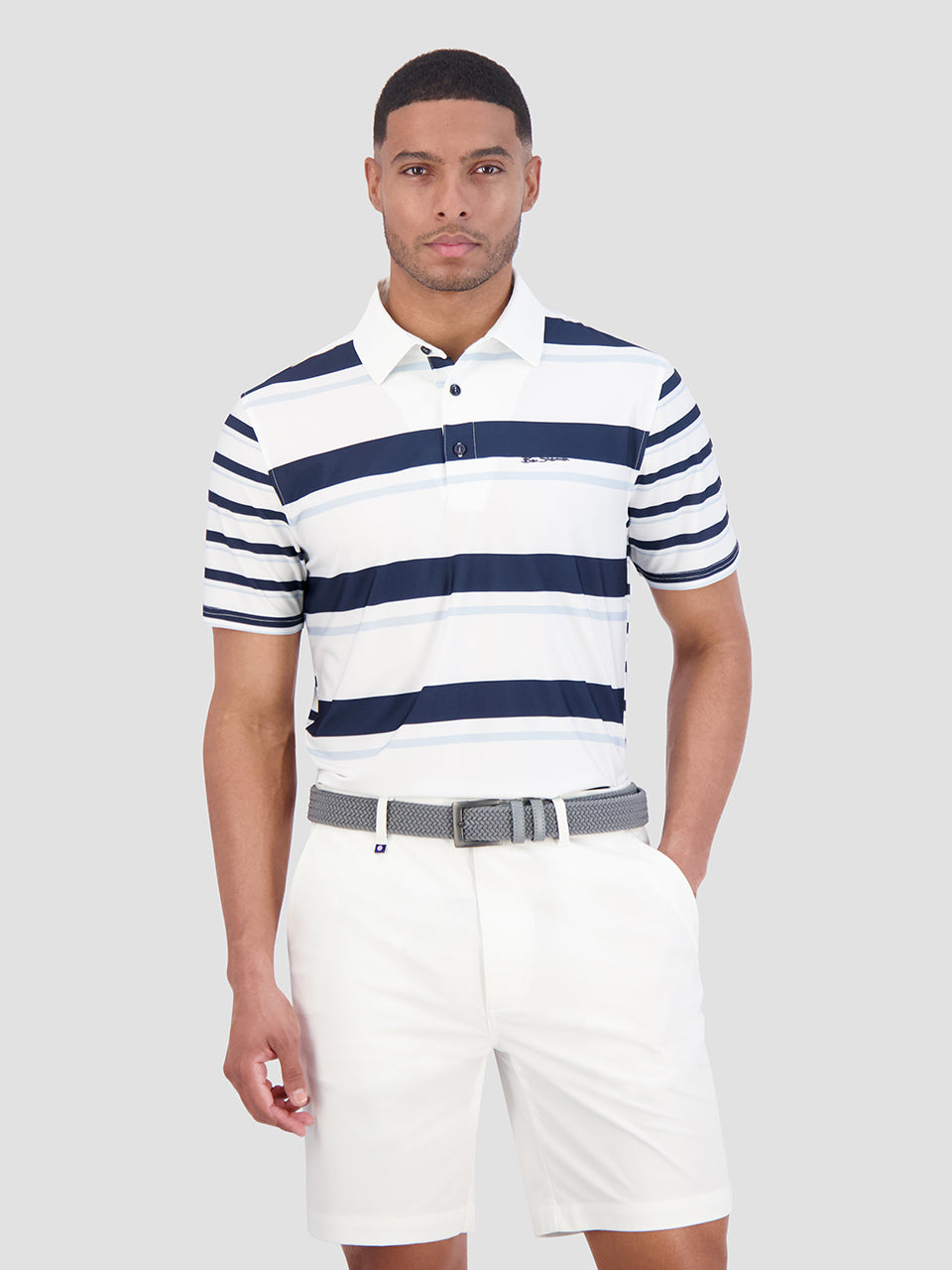 Ben Sherman Mixed Mod Stripes Tech Jersey Sports Fit Poloshirt Blauw | JSKG-75629