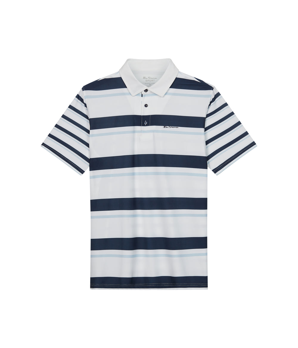 Ben Sherman Mixed Mod Stripes Tech Jersey Sports Fit Poloshirt Blauw | JSKG-75629