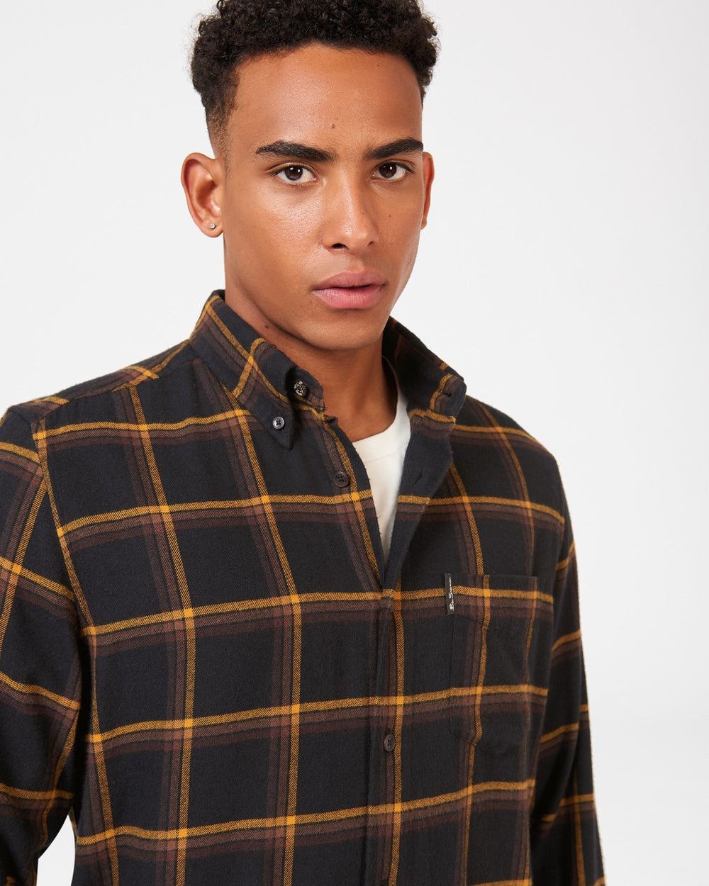 Ben Sherman Oversized Brushed Check Overhemd Zwart | DYTW-60348