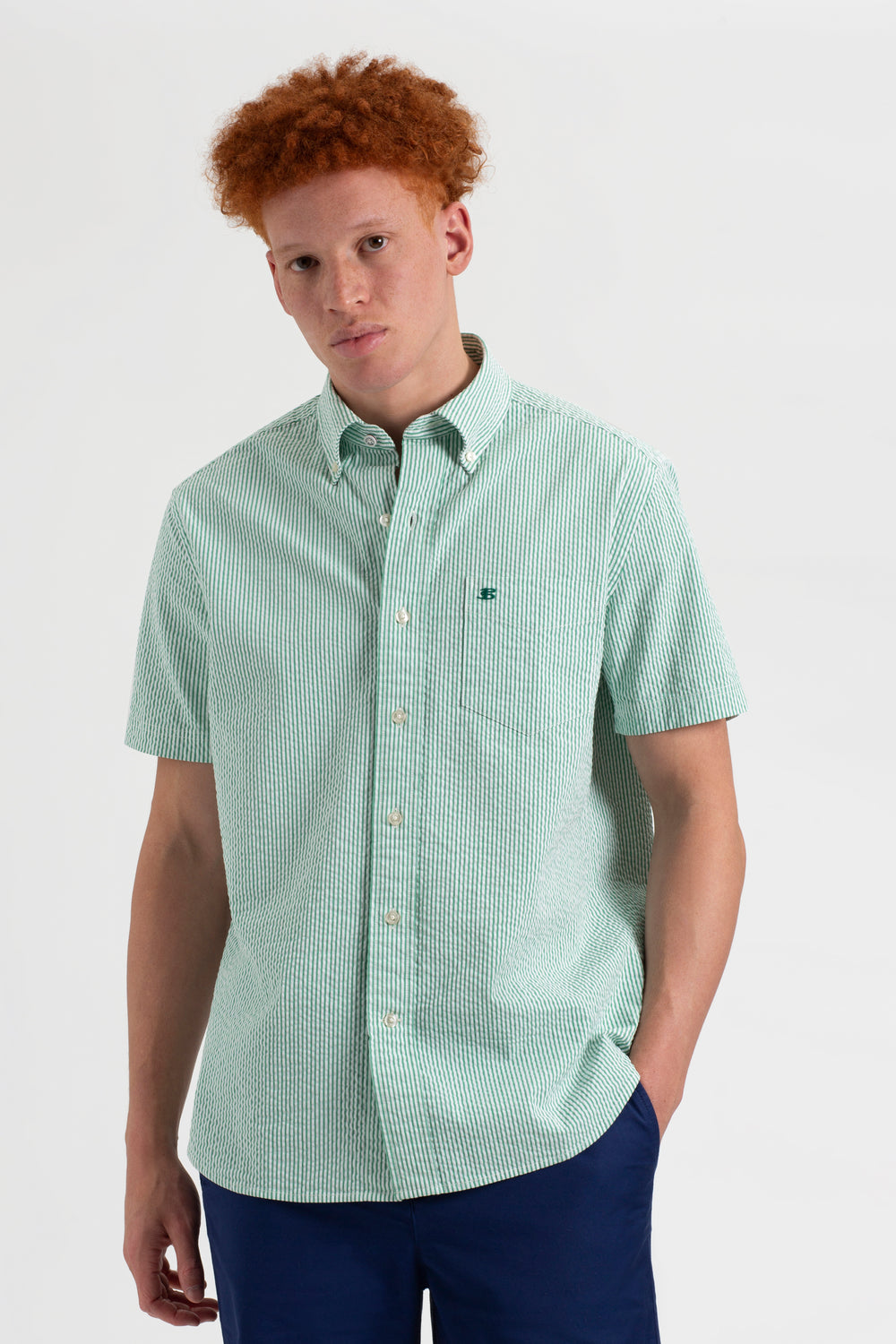 Ben Sherman Seersucker Bengal Stripe Overhemd Groen | DRAX-62194