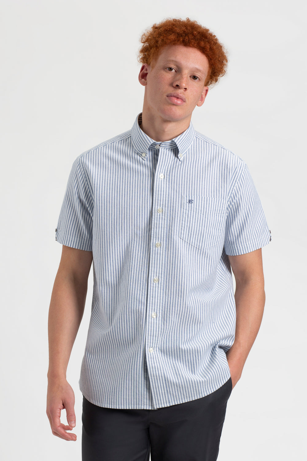 Ben Sherman Short Sleeve Brighton Oxford Organic Bengal Stripe Overhemd Indigo Strepen | OCWP-52601