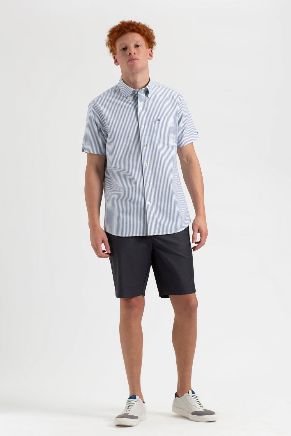 Ben Sherman Short Sleeve Brighton Oxford Organic Bengal Stripe Overhemd Indigo Strepen | OCWP-52601