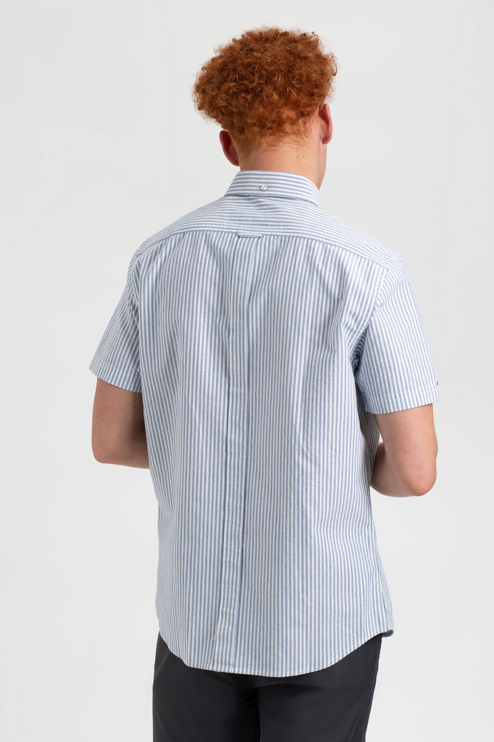 Ben Sherman Short Sleeve Brighton Oxford Organic Bengal Stripe Overhemd Indigo Strepen | OCWP-52601