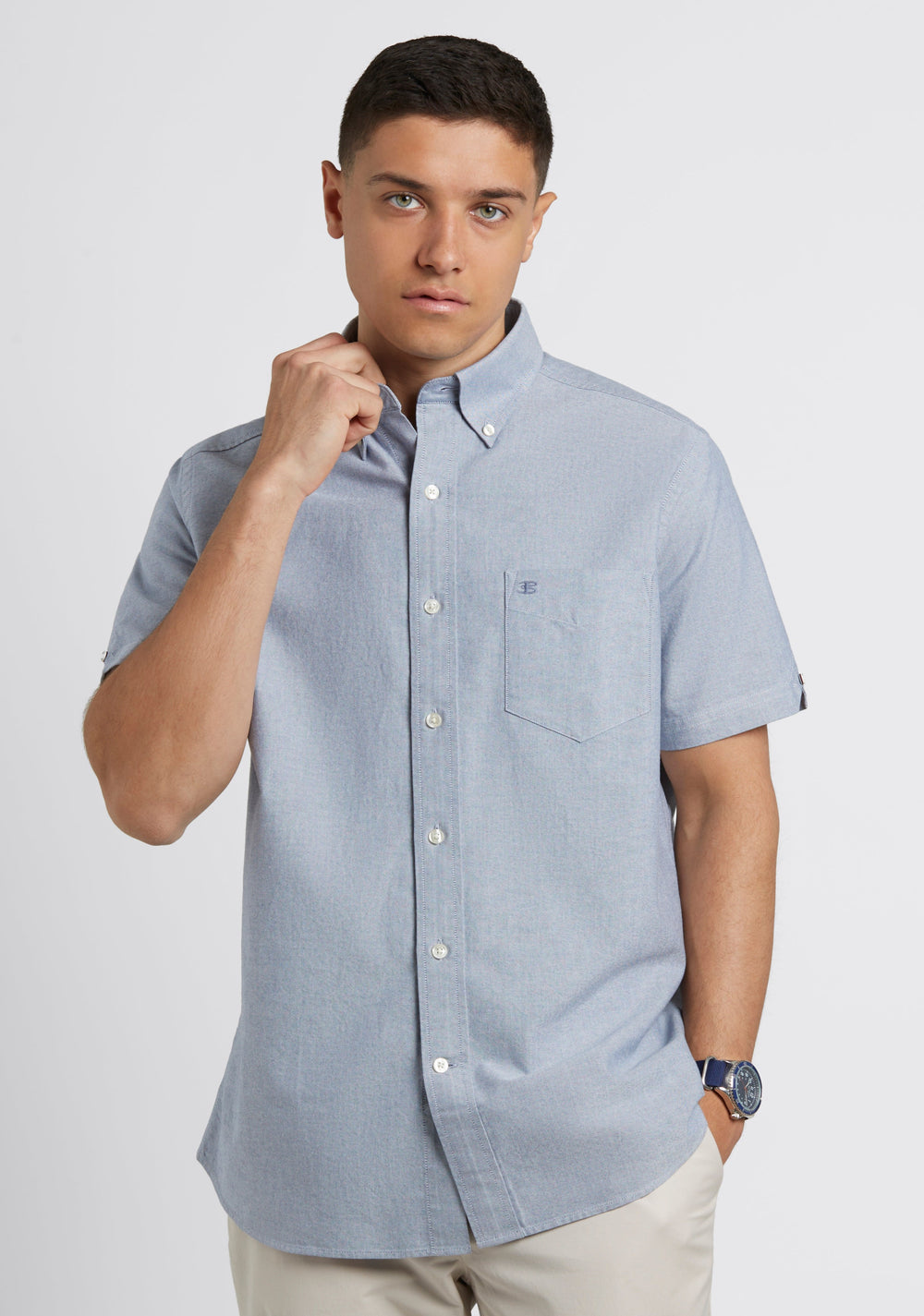 Ben Sherman Short Sleeve Brighton Oxford Organic Overhemd Donkerblauw | YKGE-91470