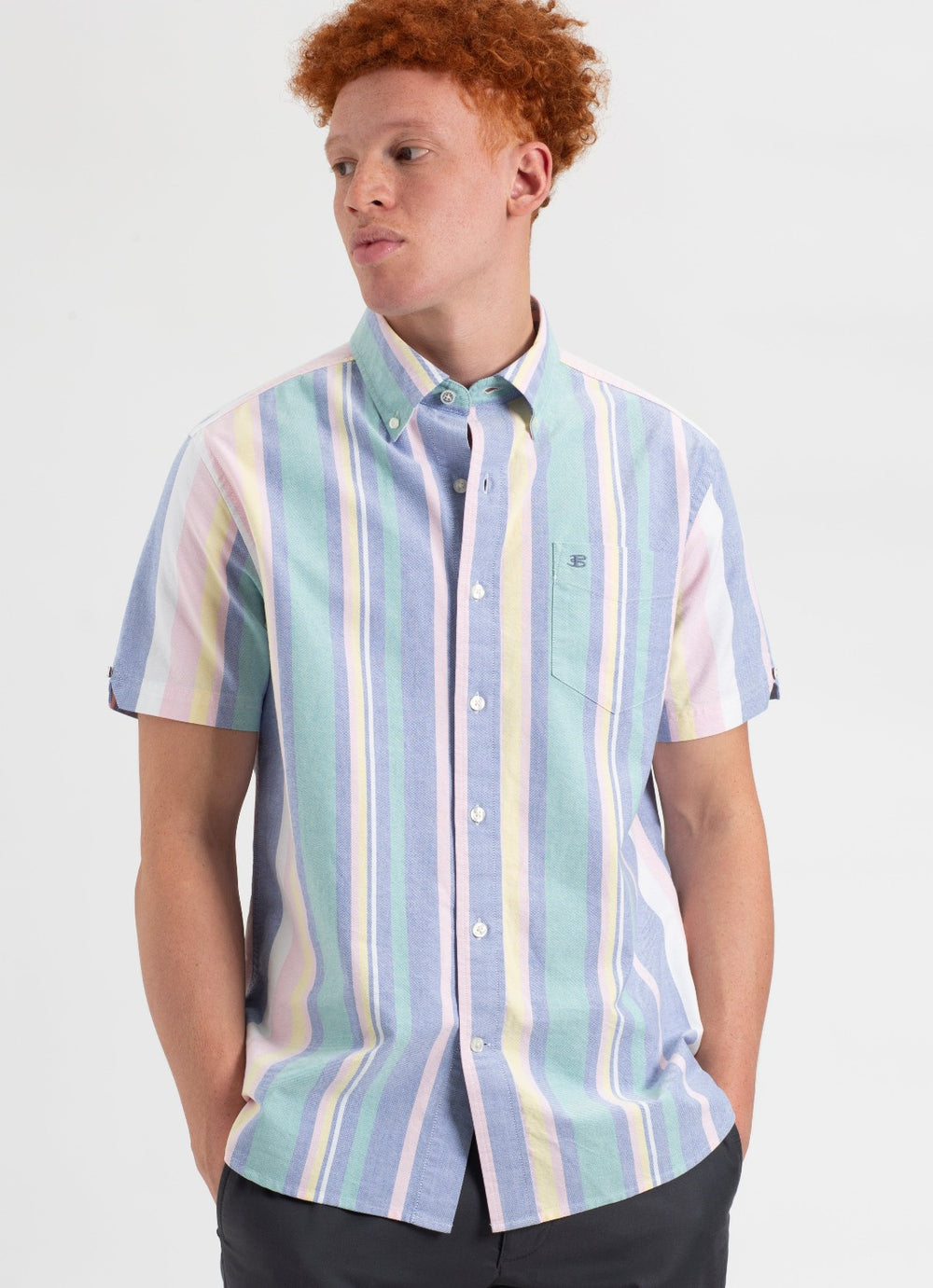 Ben Sherman Short Sleeve Brighton Oxford Organic Stripe Overhemd Gekleurd Strepen | CDZP-37092