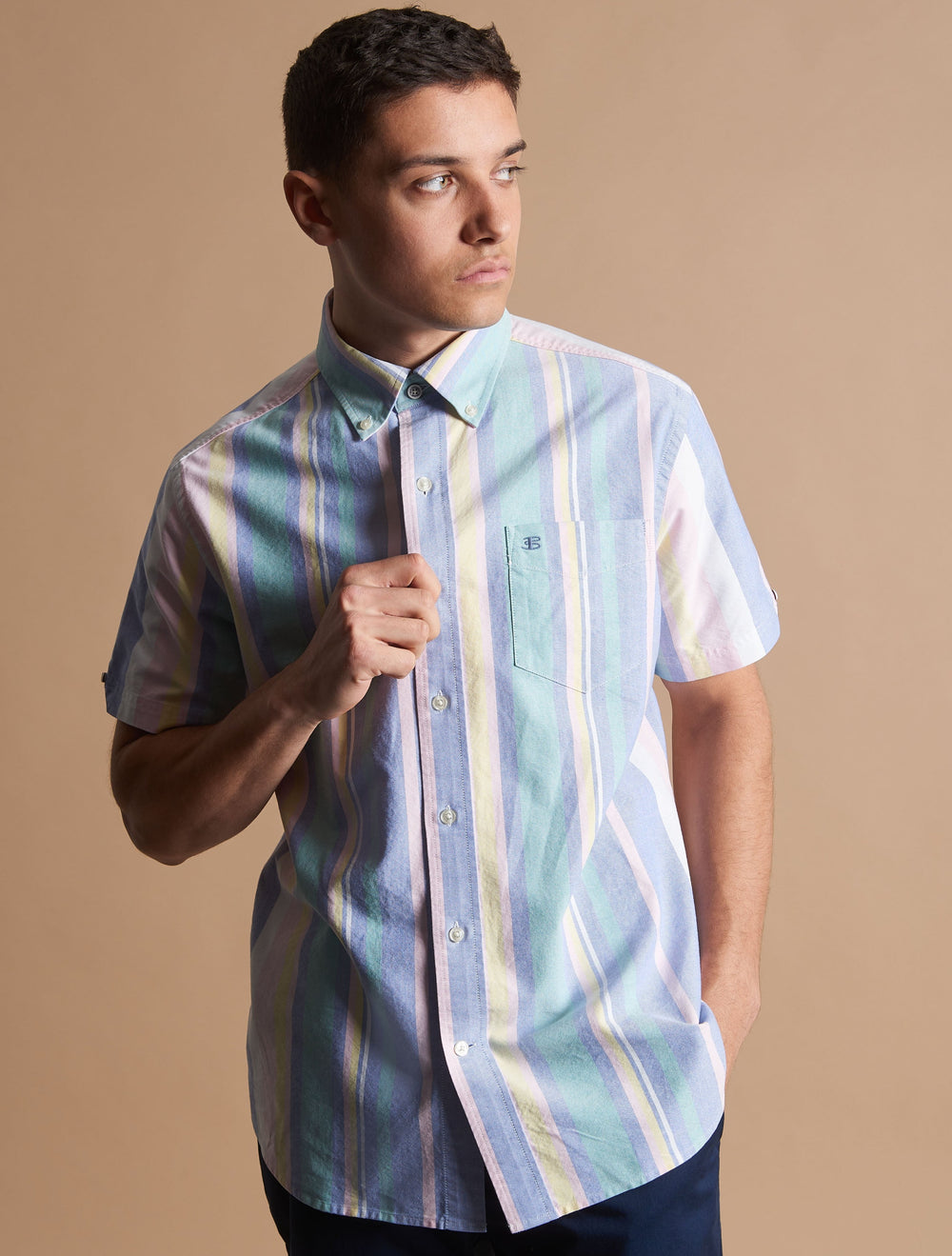 Ben Sherman Short Sleeve Brighton Oxford Organic Stripe Overhemd Gekleurd Strepen | CDZP-37092